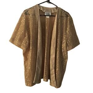 Vintage Clara made in USA Champagne Open knit Sheer Open Front Jacket 3X